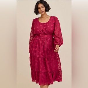 Torrid, size 1 (14-16), red tiered chiffon dress, NWT